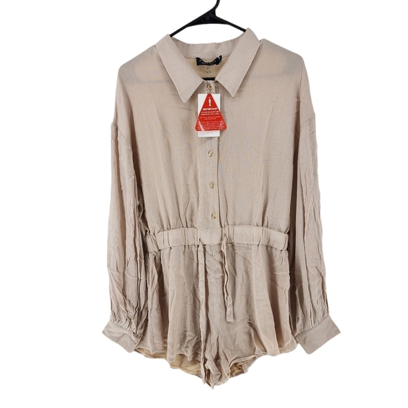 In The Style Women's Button Down Long Sleeve Romper - 14 - Picture 1 of 7